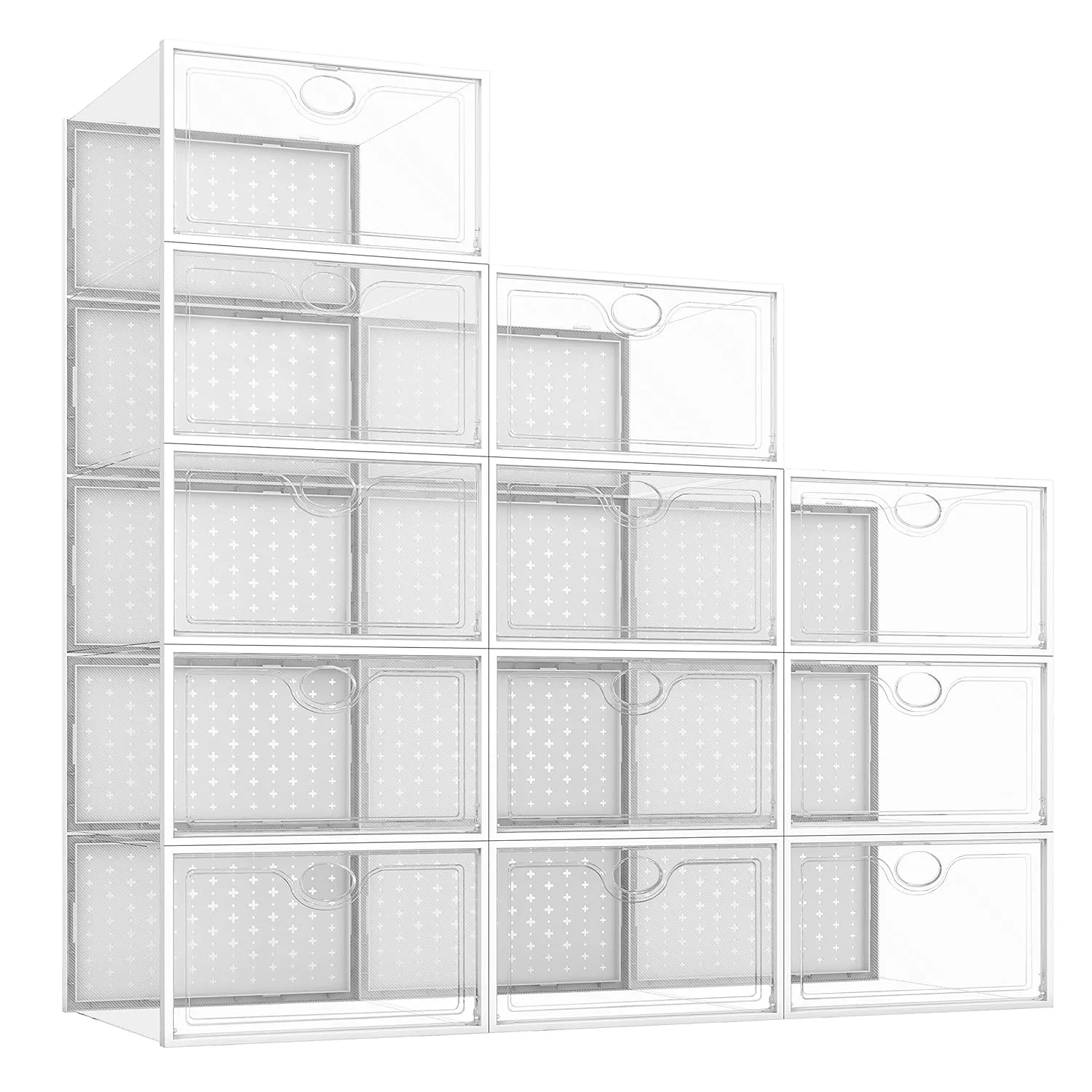 12 Pack Large Shoe Storage Boxes, Shoe Boxes Clear Plastic Stackable, Shoe Conta