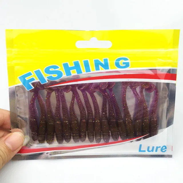 16Pcs/Lot 5cm/1g Lures Soft Bait Worms fishing lure with salt smell Hot Fishing Takcle Grub Artificial Lures YE-169