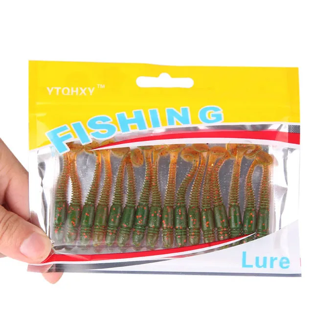 16Pcs/Lot 5cm/1g Lures Soft Bait Worms fishing lure with salt smell Hot Fishing Takcle Grub Artificial Lures YE-169