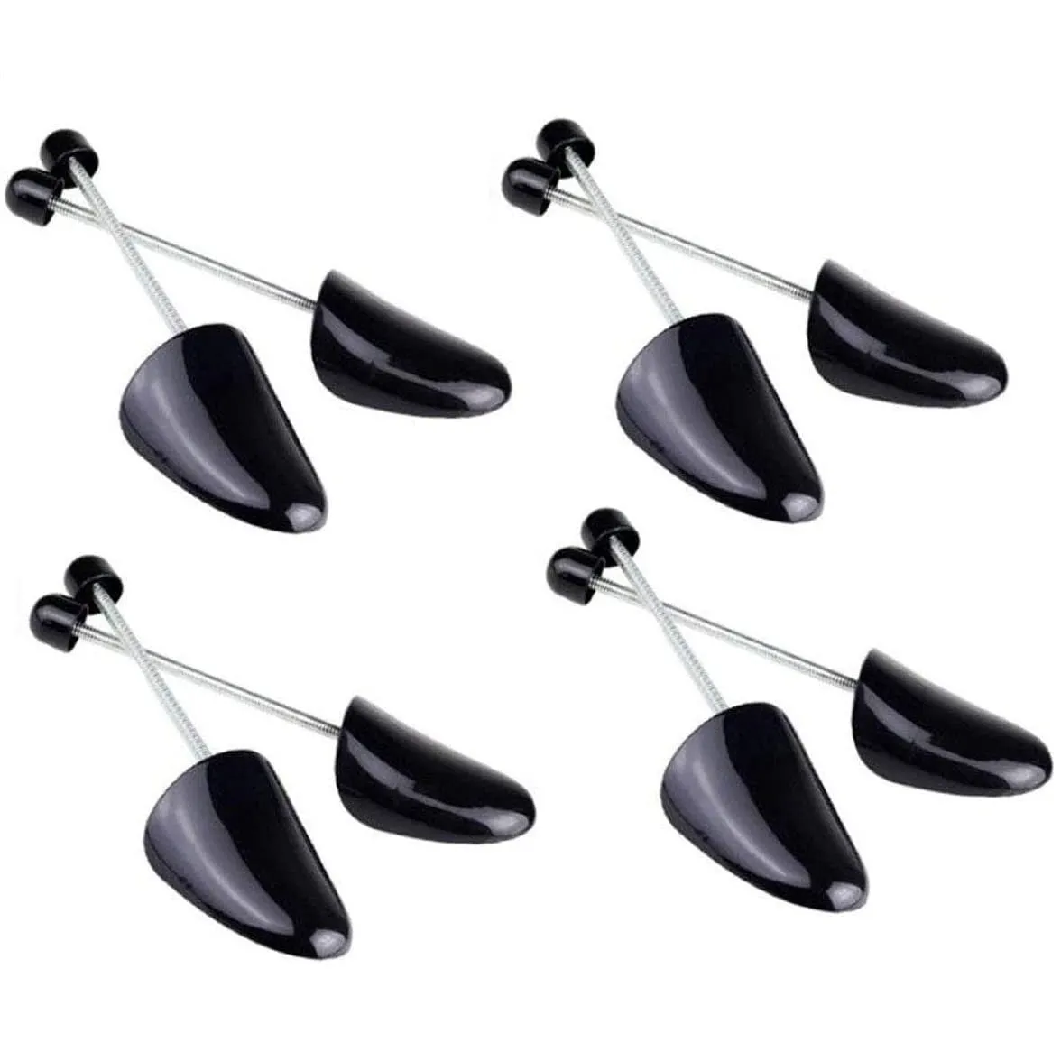 4 Pairs | Plastic Shoe Tree Stretcher Shaper Black Adjustable Length for Men