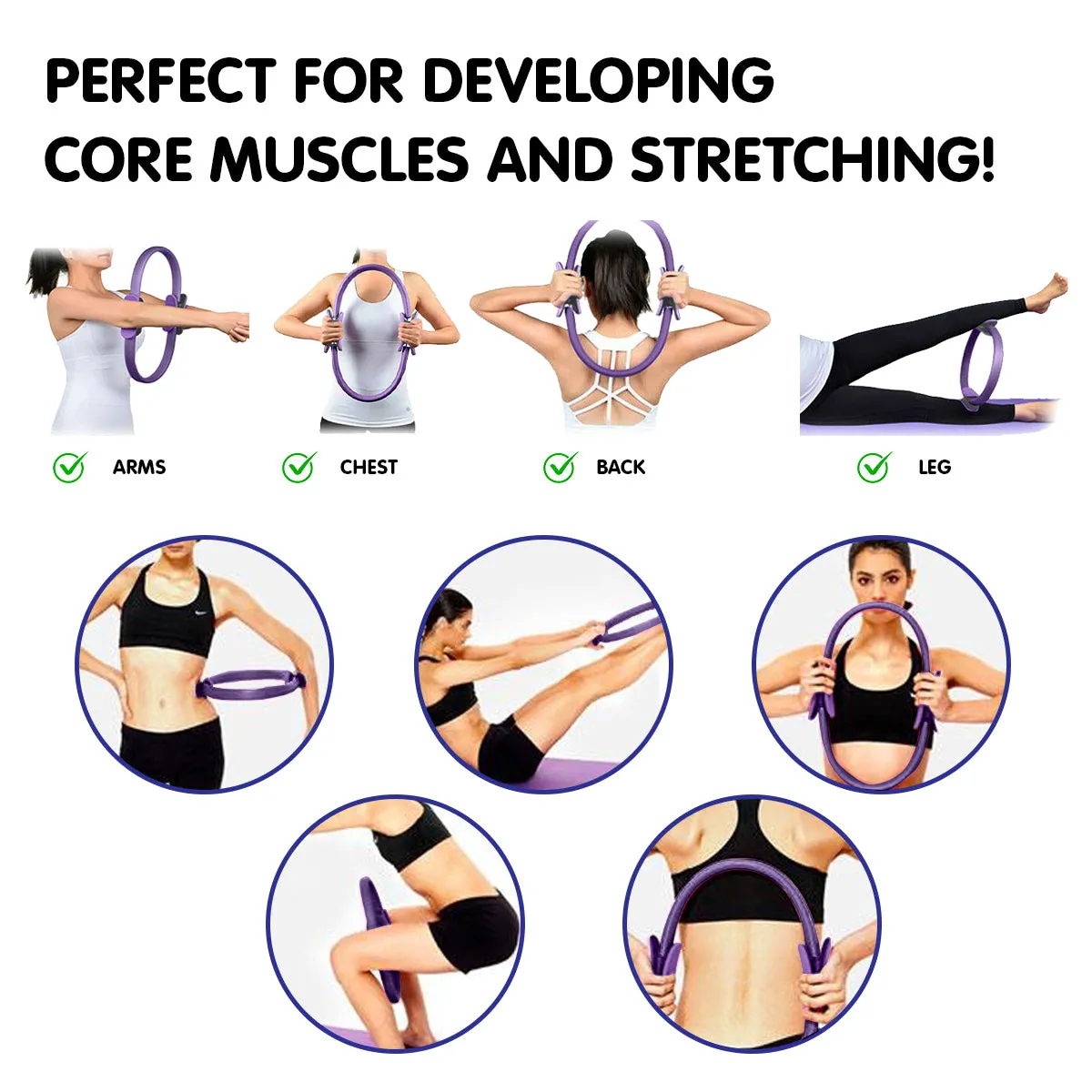 40cm Pilates Ring EVA Foam Handles Yoga Exercise Band