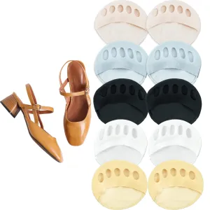 5 Pairs Honeycomb Forefoot Pads Fabric Foot Cushions Forefoot Pad Feet Sweat Pads Metatarsal Pads Reusable Relief Foot Fatigue Pain for Women Various Shoe Types