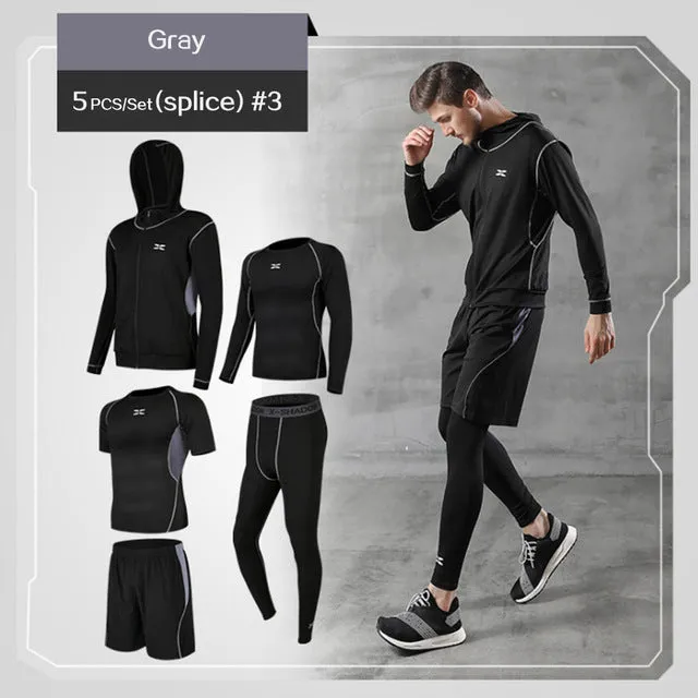 5 Pcs/Set Men's Tracksuit Gym Fitness Compression