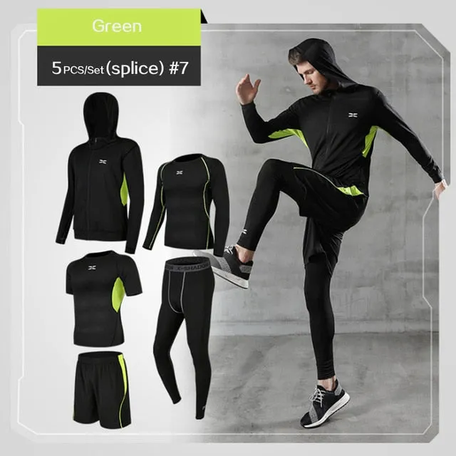 5 Pcs/Set Men's Tracksuit Gym Fitness Compression