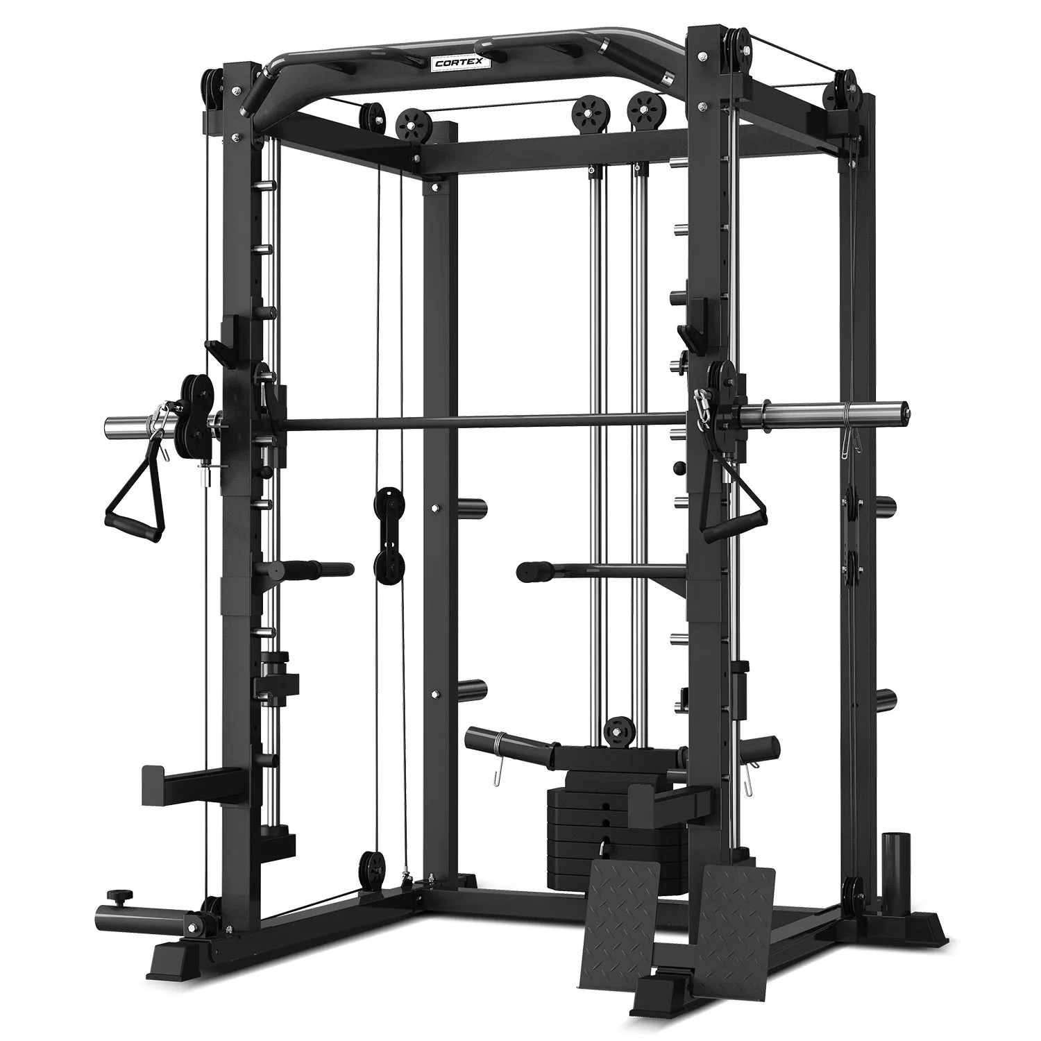 6-in-1 Power Rack 130kg Bumper Set Bar Bench - Cortex