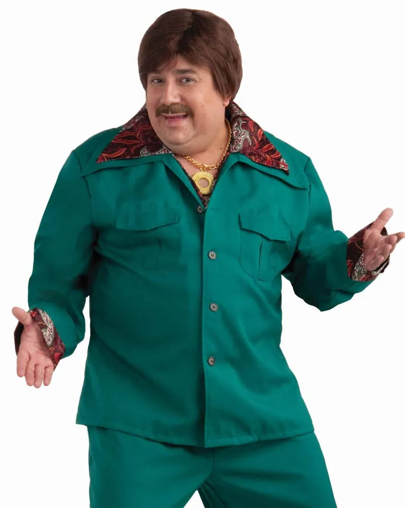 70s Plus Size Mens Green Leisure Suit Costume