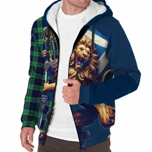 Abercrombie Tartan Family Crest Sherpa Hoodie with Scottish Majestic Lion