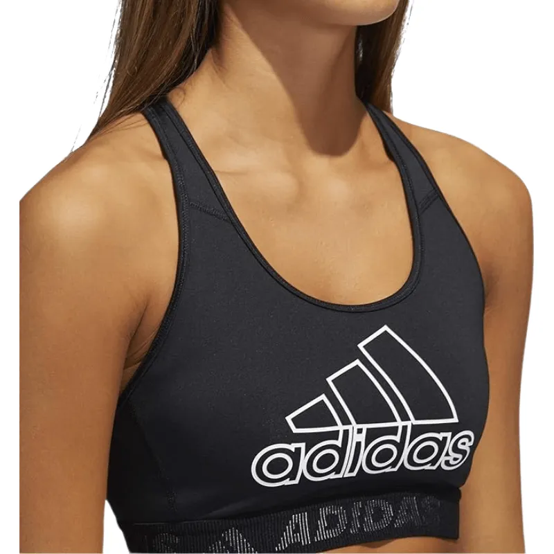 Adidas Womens Maxi Logo White Black Sport Bra