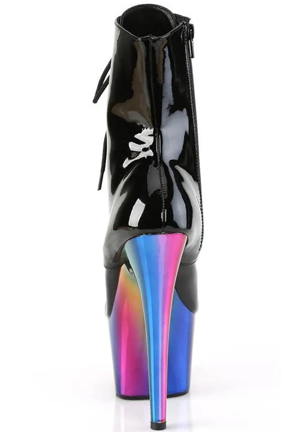 ADORE-1020RC [Black Patent/Rainbow Chrome] | PLATFORM HEELS [PREORDER]