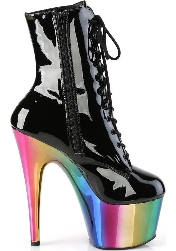 ADORE-1020RC [Black Patent/Rainbow Chrome] | PLATFORM HEELS [PREORDER]