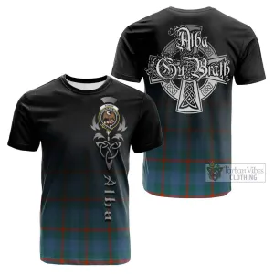 Agnew Ancient Tartan Cotton T-shirt Featuring Alba Gu Brath Family Crest Celtic Inspired