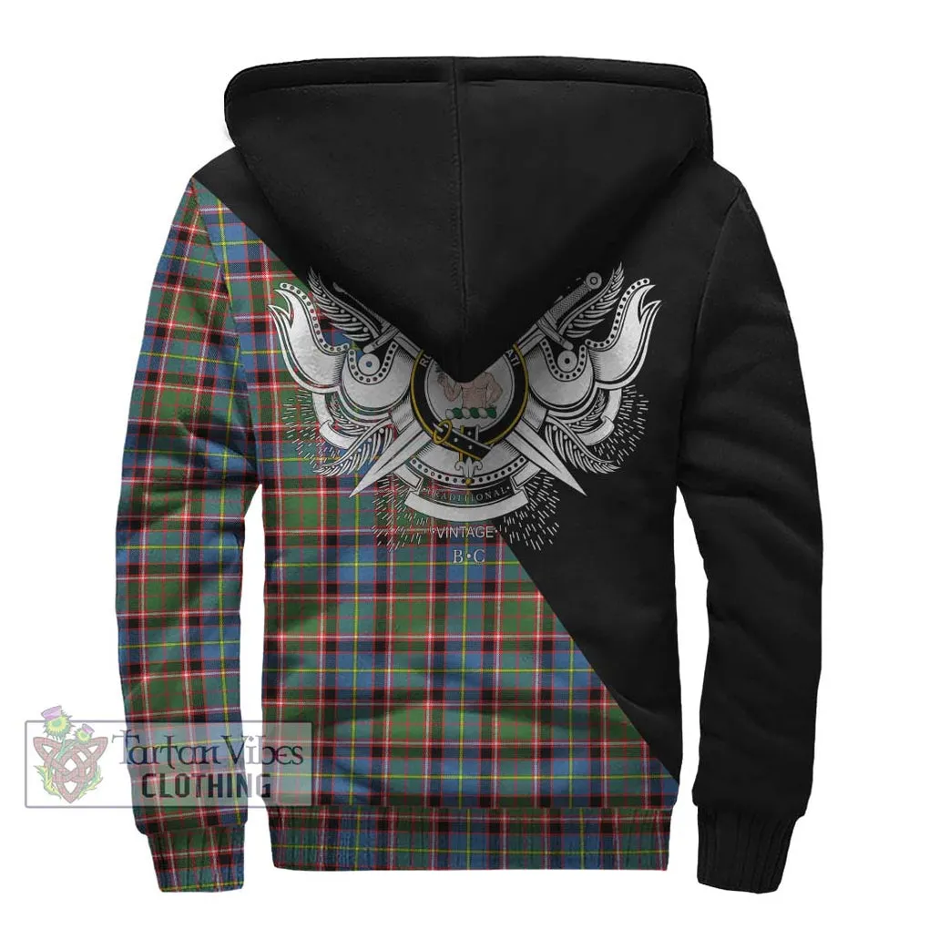 Aikenhead Tartan Sherpa Hoodie with Family Crest and Military Logo Style