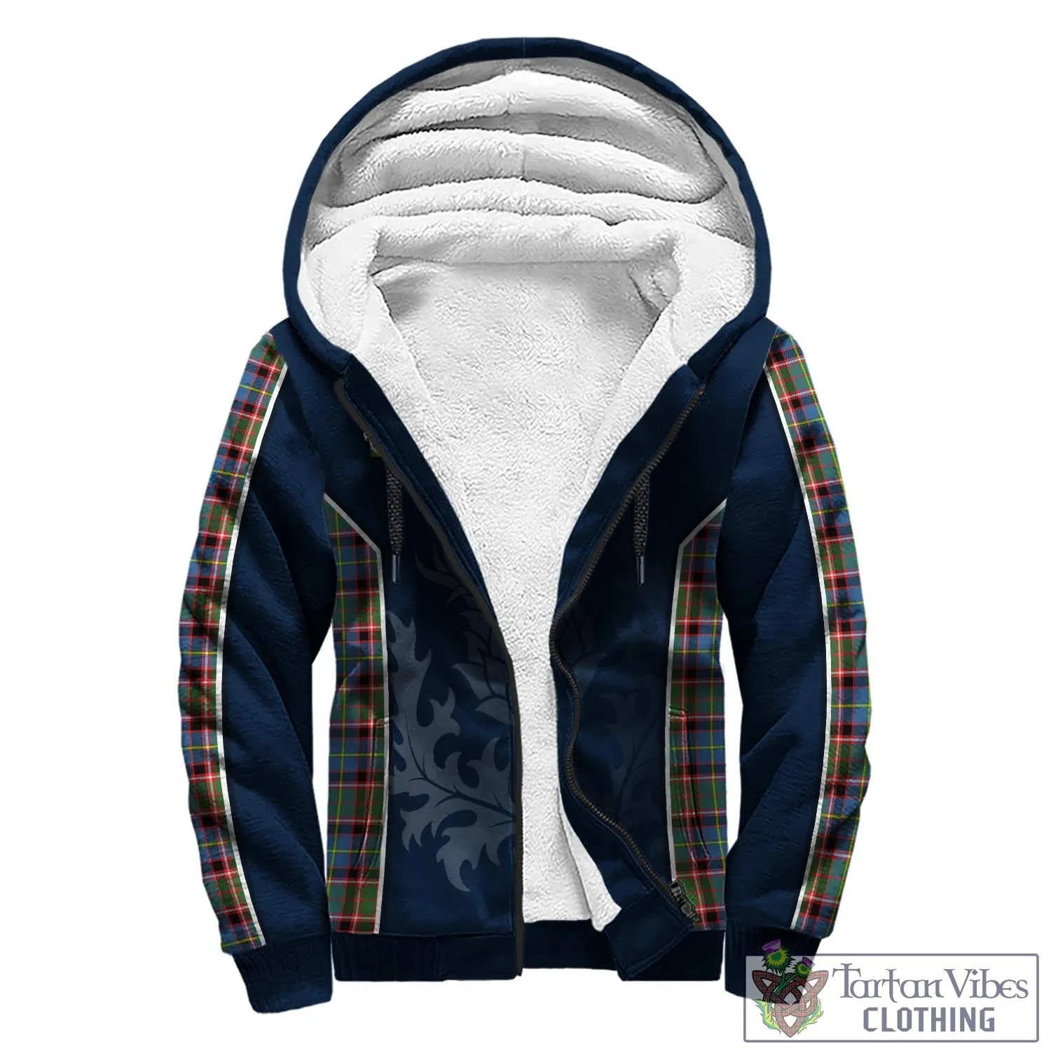 Aikenhead Tartan Sherpa Hoodie with Family Crest and Scottish Thistle Vibes Sport Style