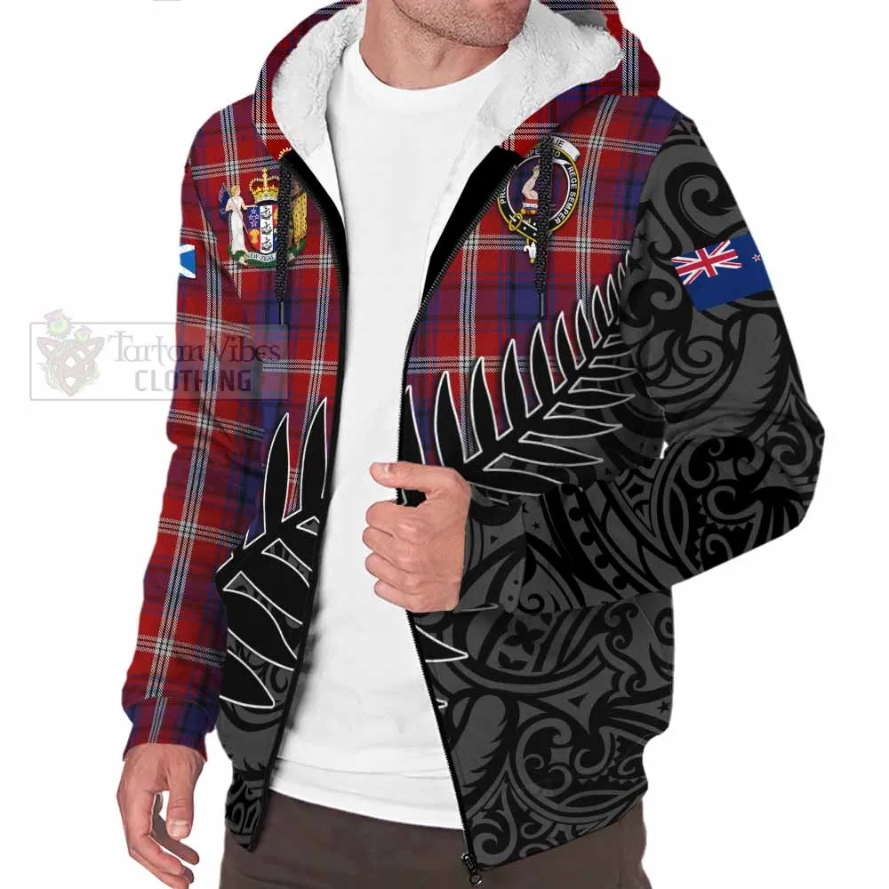 Ainslie Crest Tartan Sherpa Hoodie with New Zealand Silver Fern Half Style