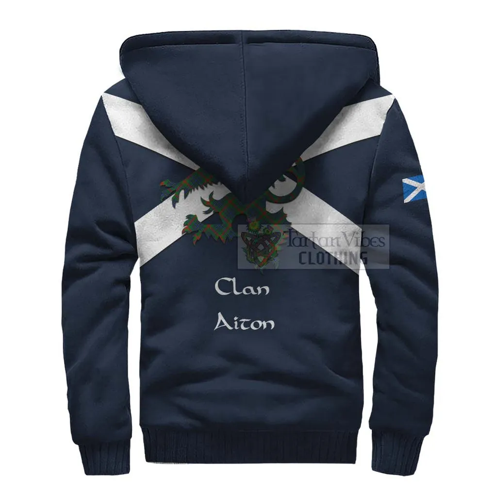 Aiton Tartan Lion Rampant Sherpa Hoodie  Proudly Display Your Heritage with Alba Gu Brath and Clan Name