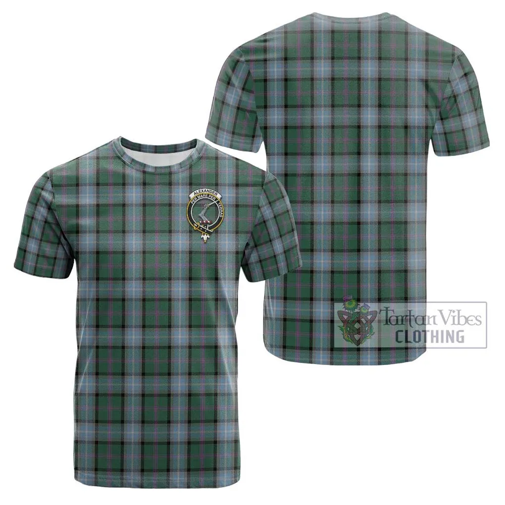 Alexander of Menstry Hunting Tartan Cotton T-Shirt with Family Crest