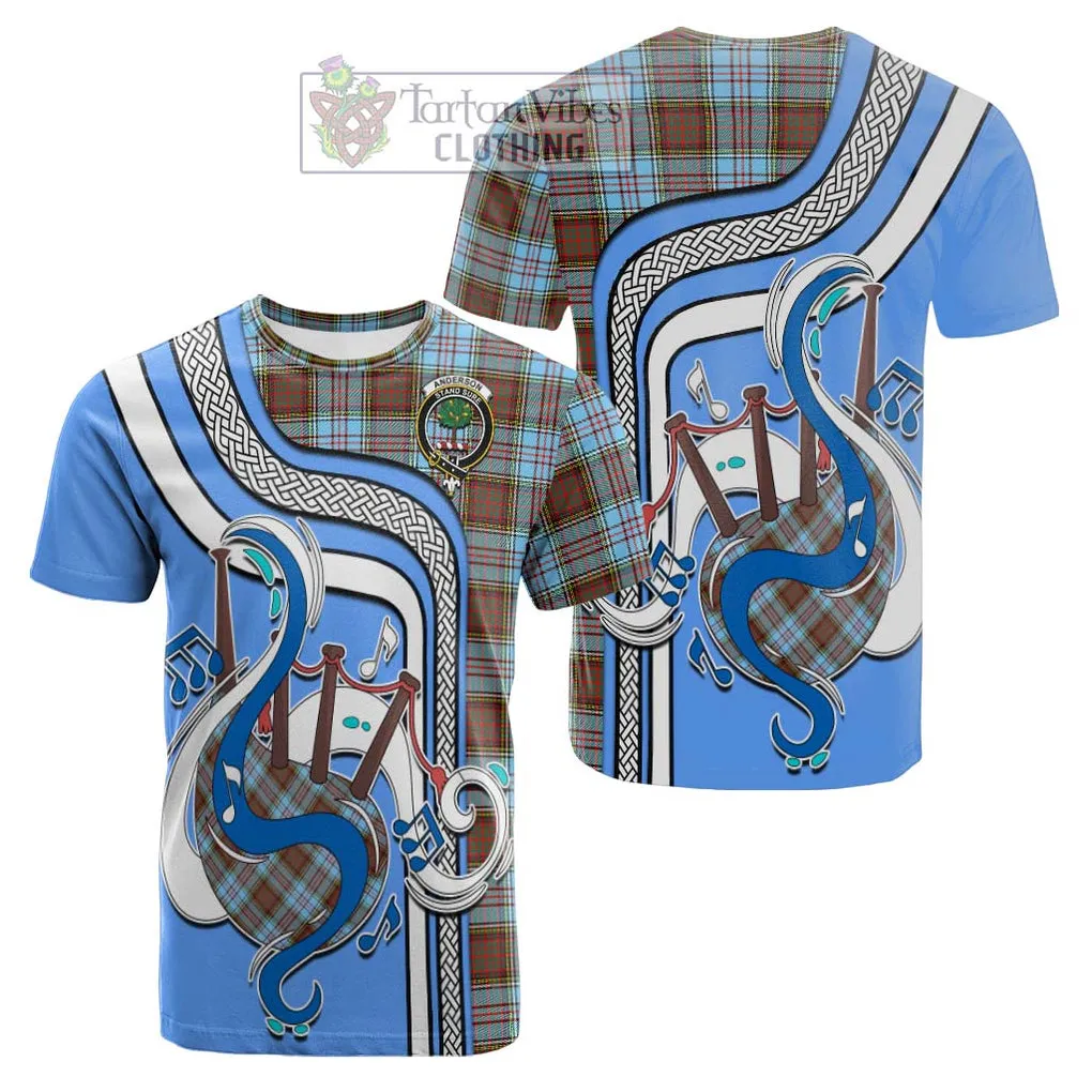 Anderson Ancient Tartan Cotton T-shirt with Epic Bagpipe Style