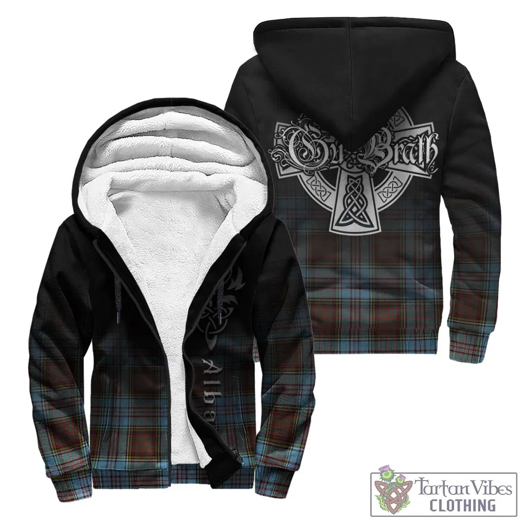 Anderson Ancient Tartan Sherpa Hoodie Featuring Alba Gu Brath Family Crest Celtic Inspired