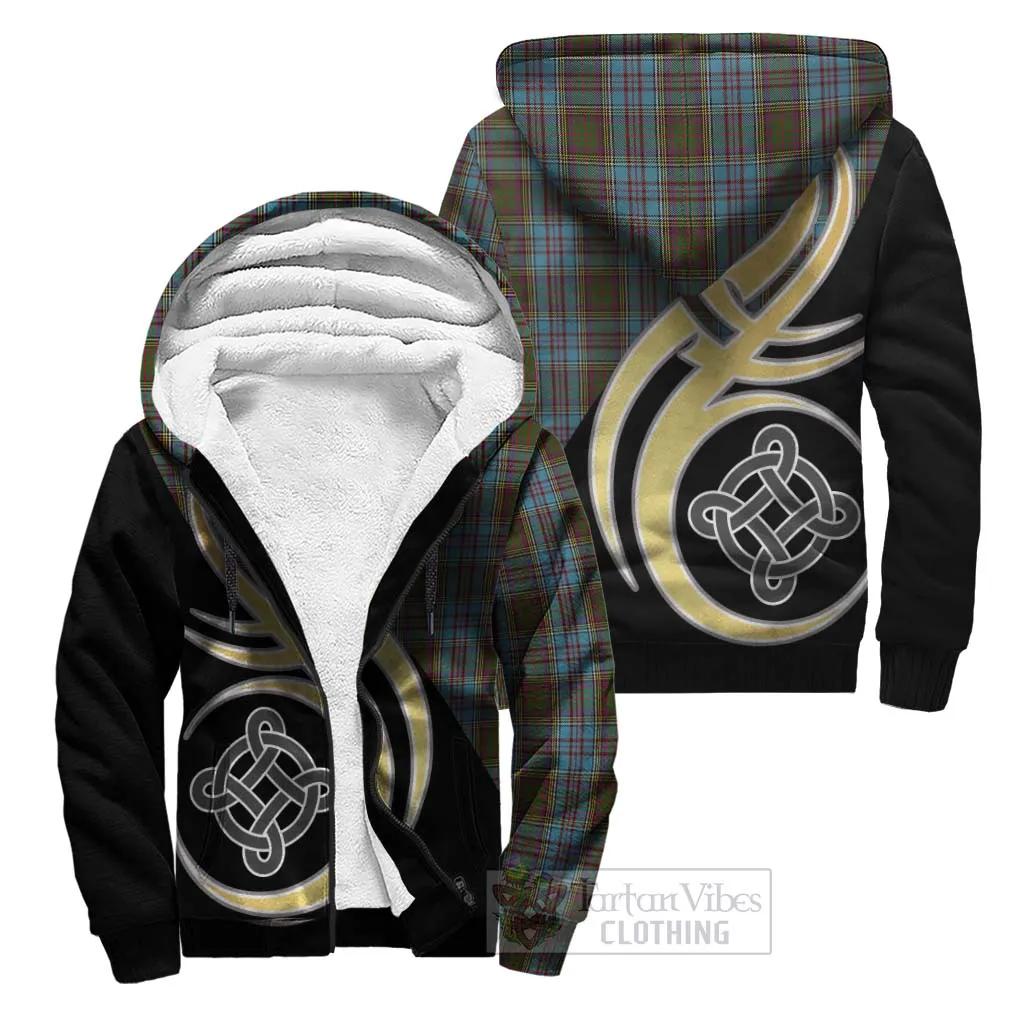 Anderson Tartan Sherpa Hoodie with Family Crest and Celtic Symbol Style