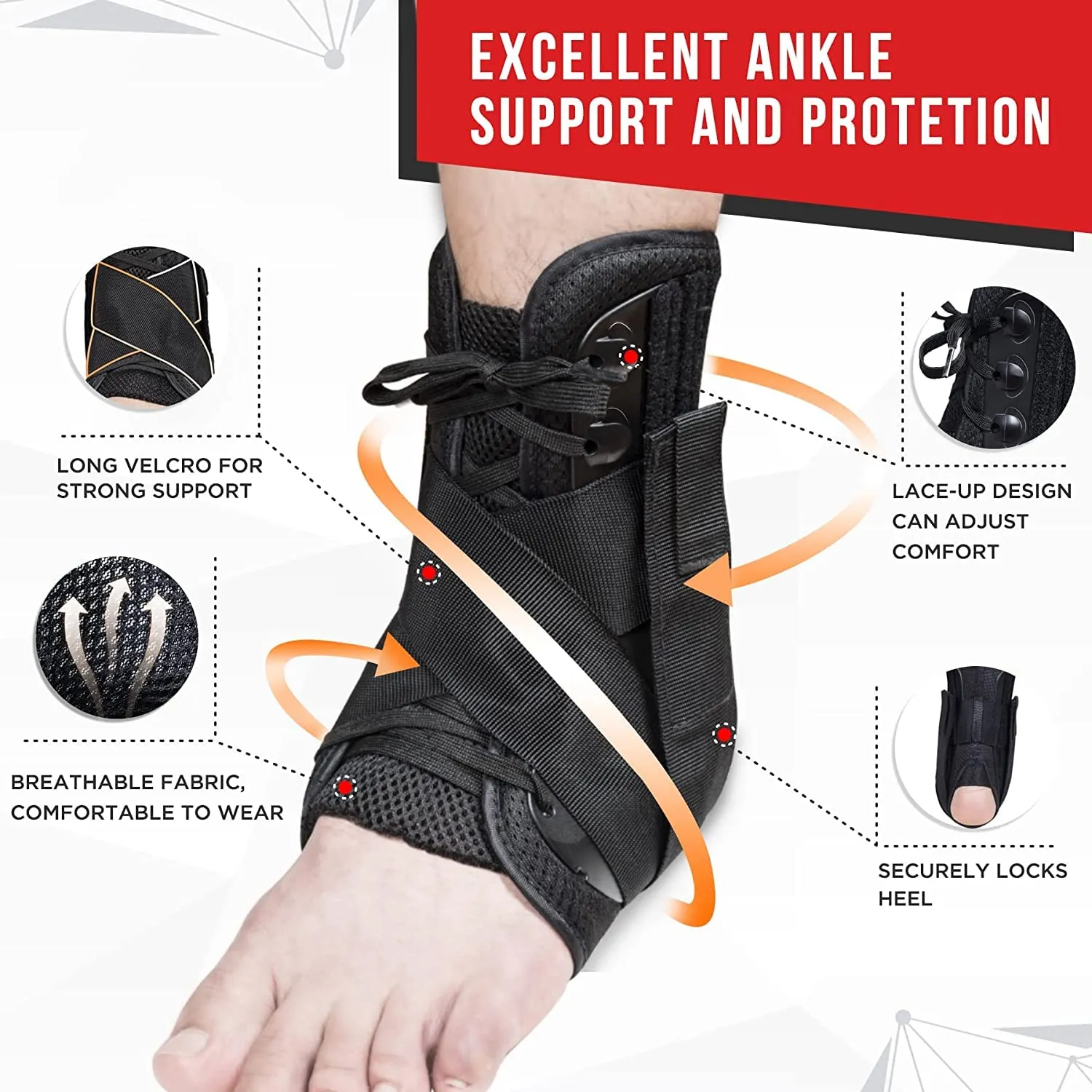 Ankle Brace for Women Men Ankle Brace for Sprained Ankle Ankle Support Brace for Achilles,Tendon,Sprain,Injury Recovery Breathable Neoprene Sleeve Adjustable Wrap Running, Basketball, Volleyball Large