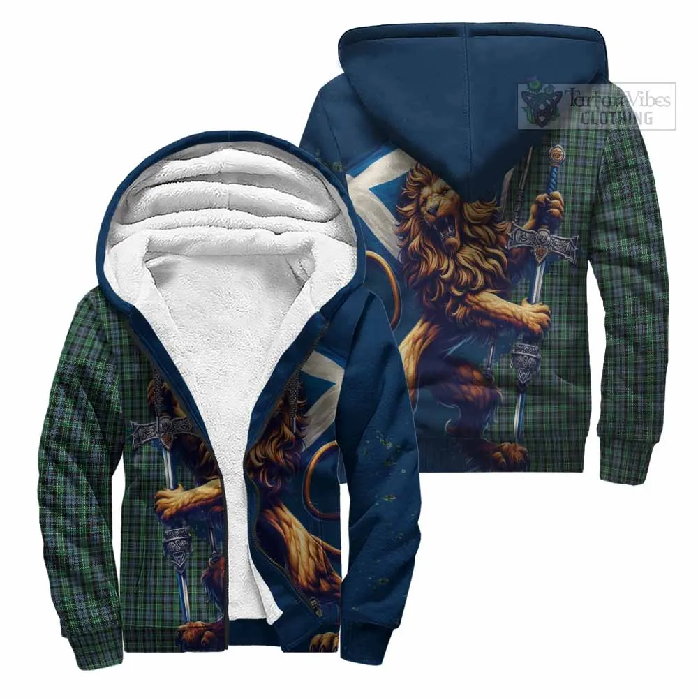 Arbuthnot Tartan Family Crest Sherpa Hoodie with Scottish Majestic Lion