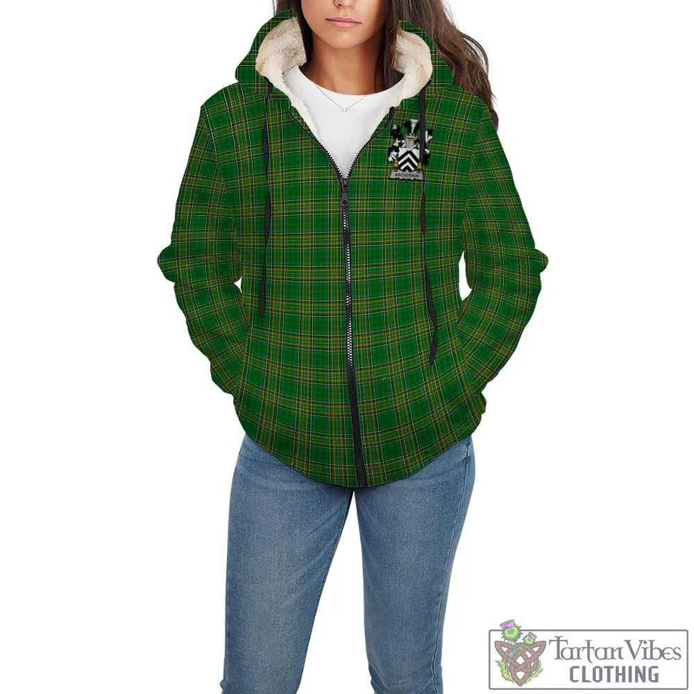 Archdekin Irish Clan Tartan Sherpa Hoodie with Coat of Arms