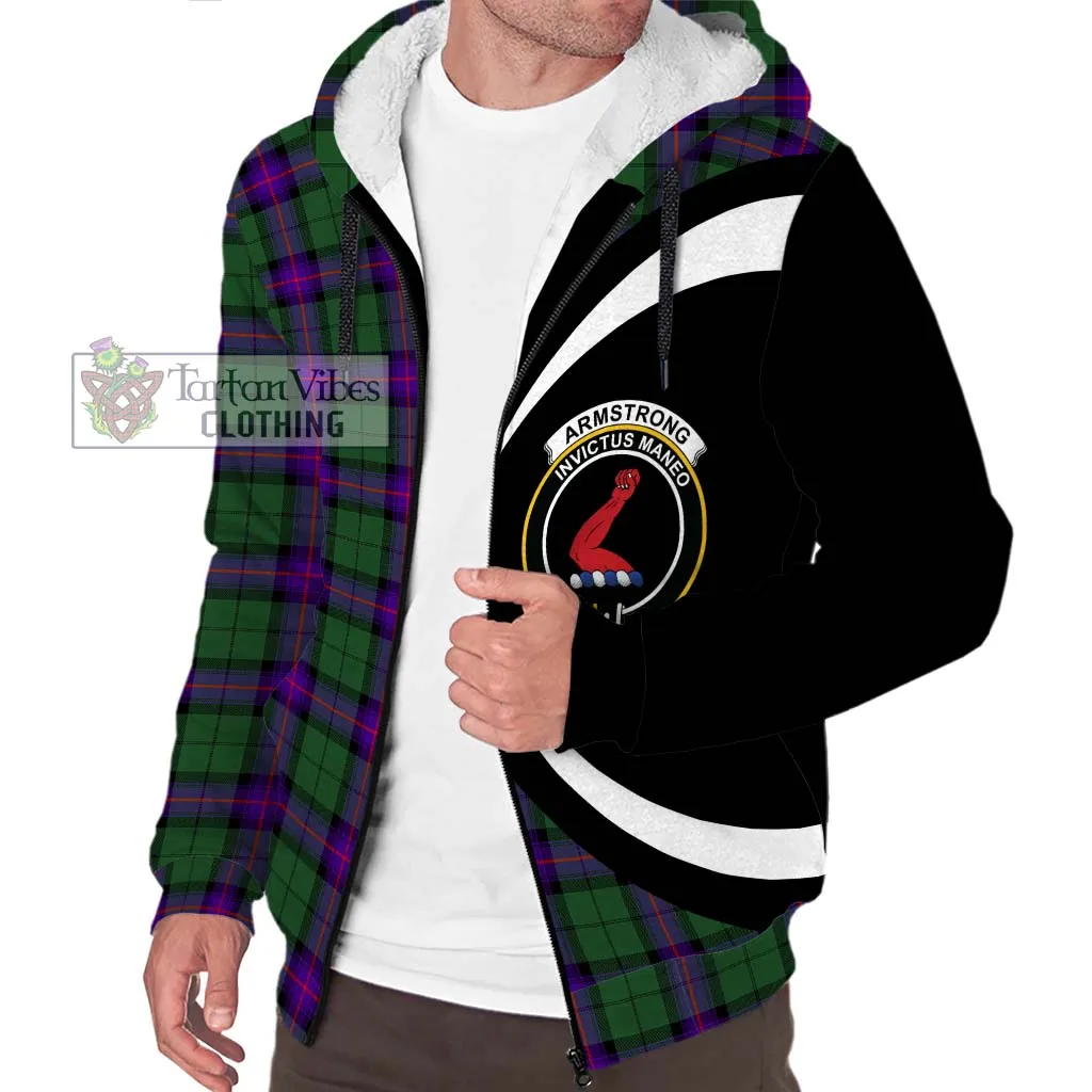 Armstrong Modern Tartan Sherpa Hoodie with Family Crest Circle Style