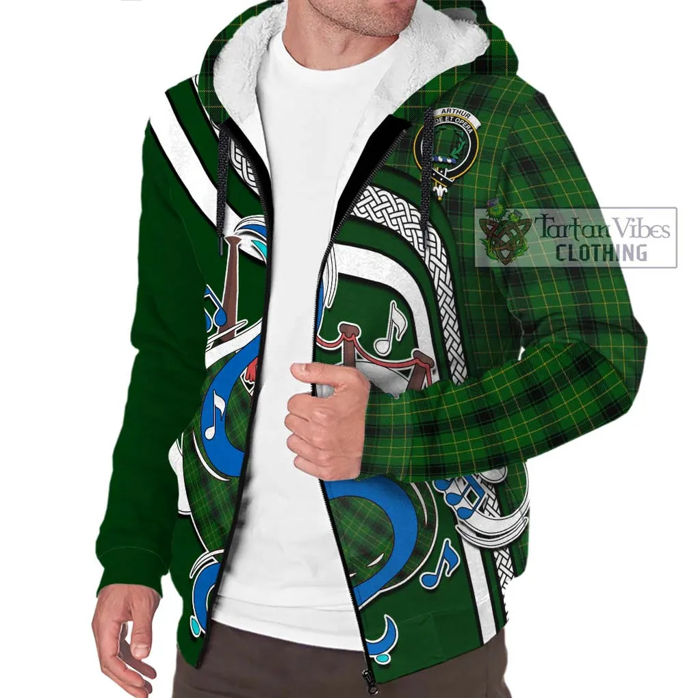 Arthur Highland Tartan Sherpa Hoodie with Epic Bagpipe Style