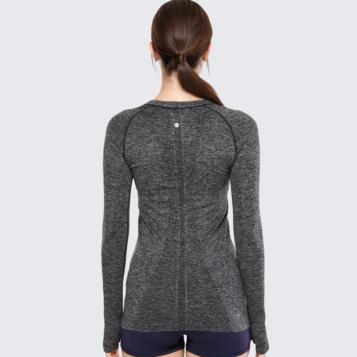 Athletic Long Sleeves Breathable Seamless Ash Workout Top