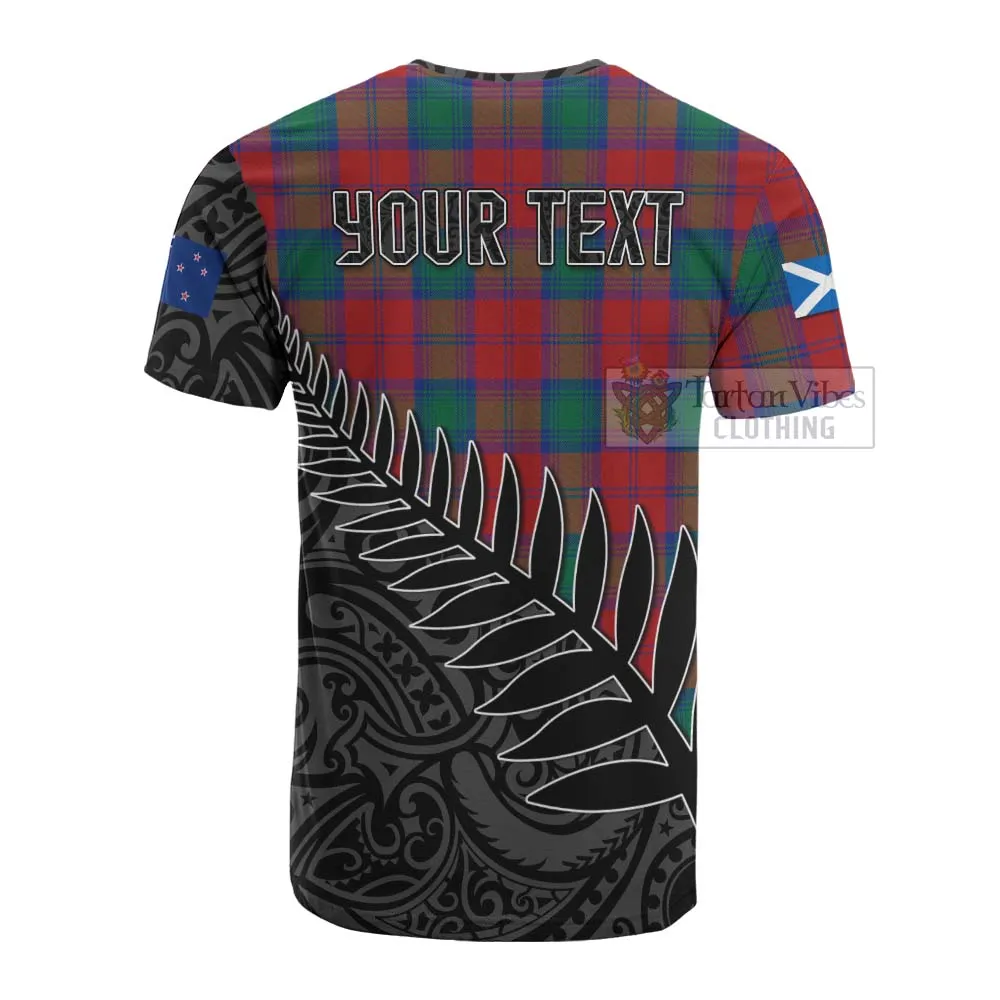 Auchinleck (Affleck) Crest Tartan Cotton T-shirt with New Zealand Silver Fern Half Style