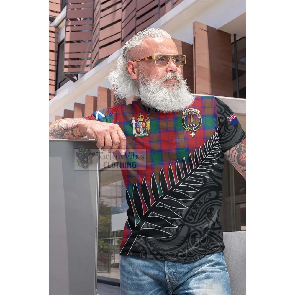 Auchinleck (Affleck) Crest Tartan Cotton T-shirt with New Zealand Silver Fern Half Style