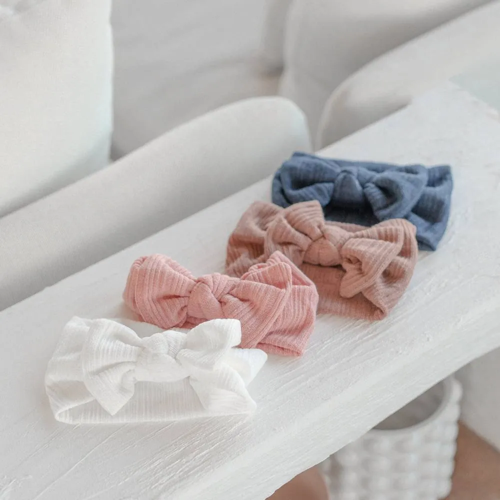 Baby Light Knit Single Soft Bow Knot Headband — Flamingo