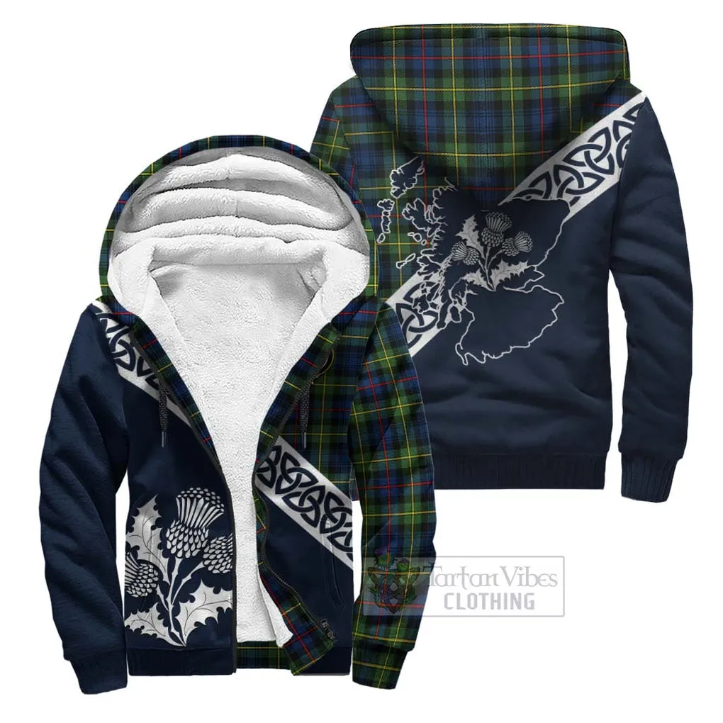 Baillie (Bailey) Tartan Sherpa Hoodie Featuring Thistle and Scotland Map