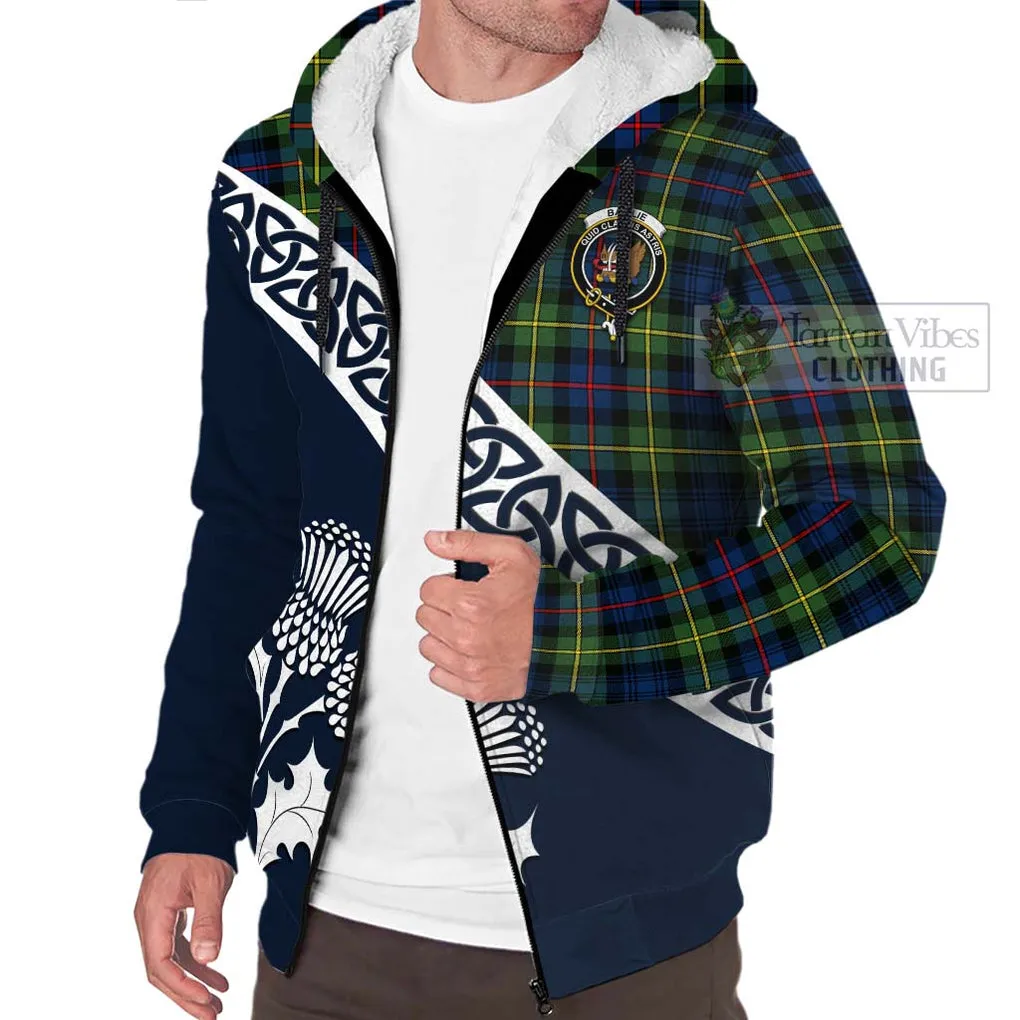 Baillie (Bailey) Tartan Sherpa Hoodie Featuring Thistle and Scotland Map