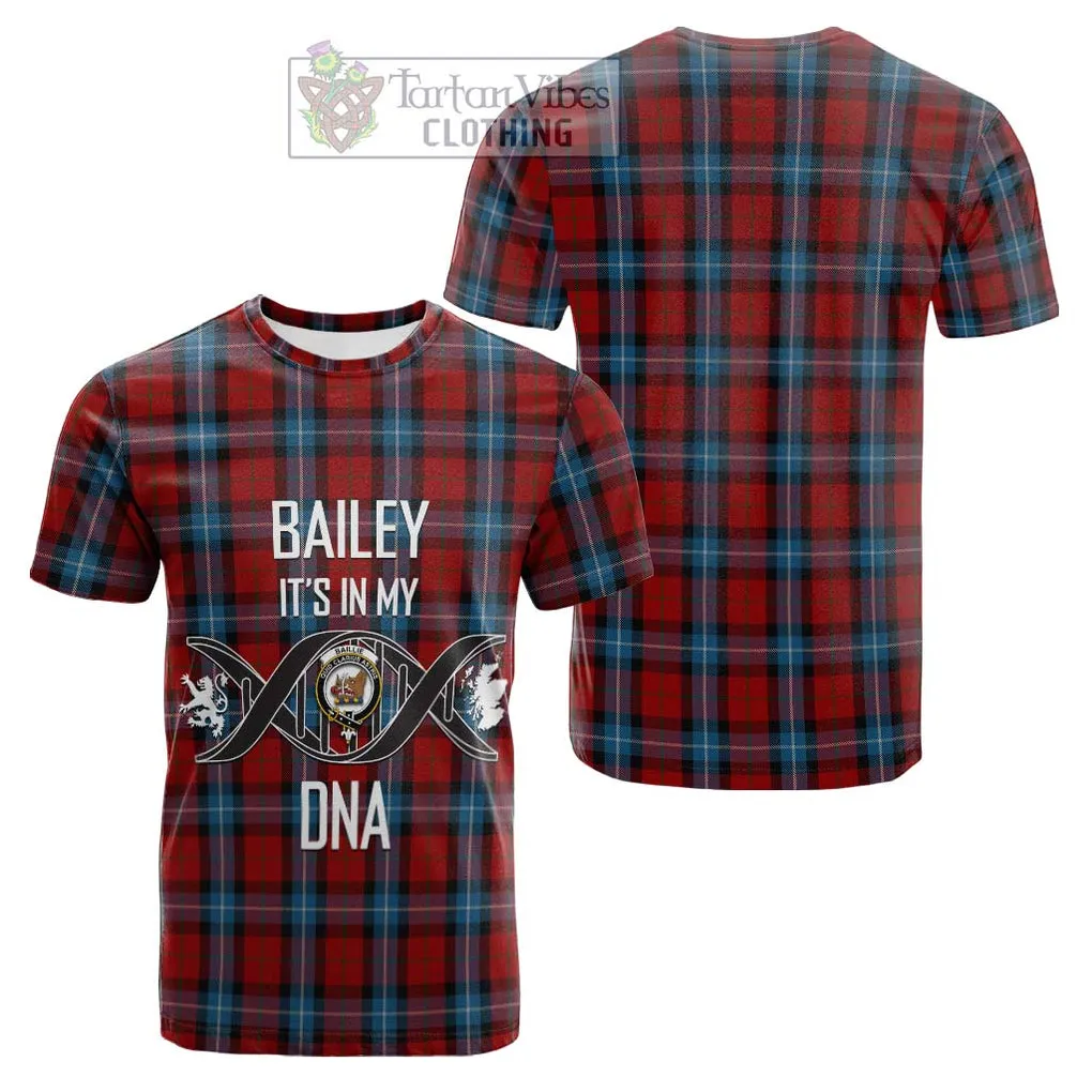 Baillie of Polkemmet Red Tartan Cotton T-shirt with Family Crest DNA In Me Style