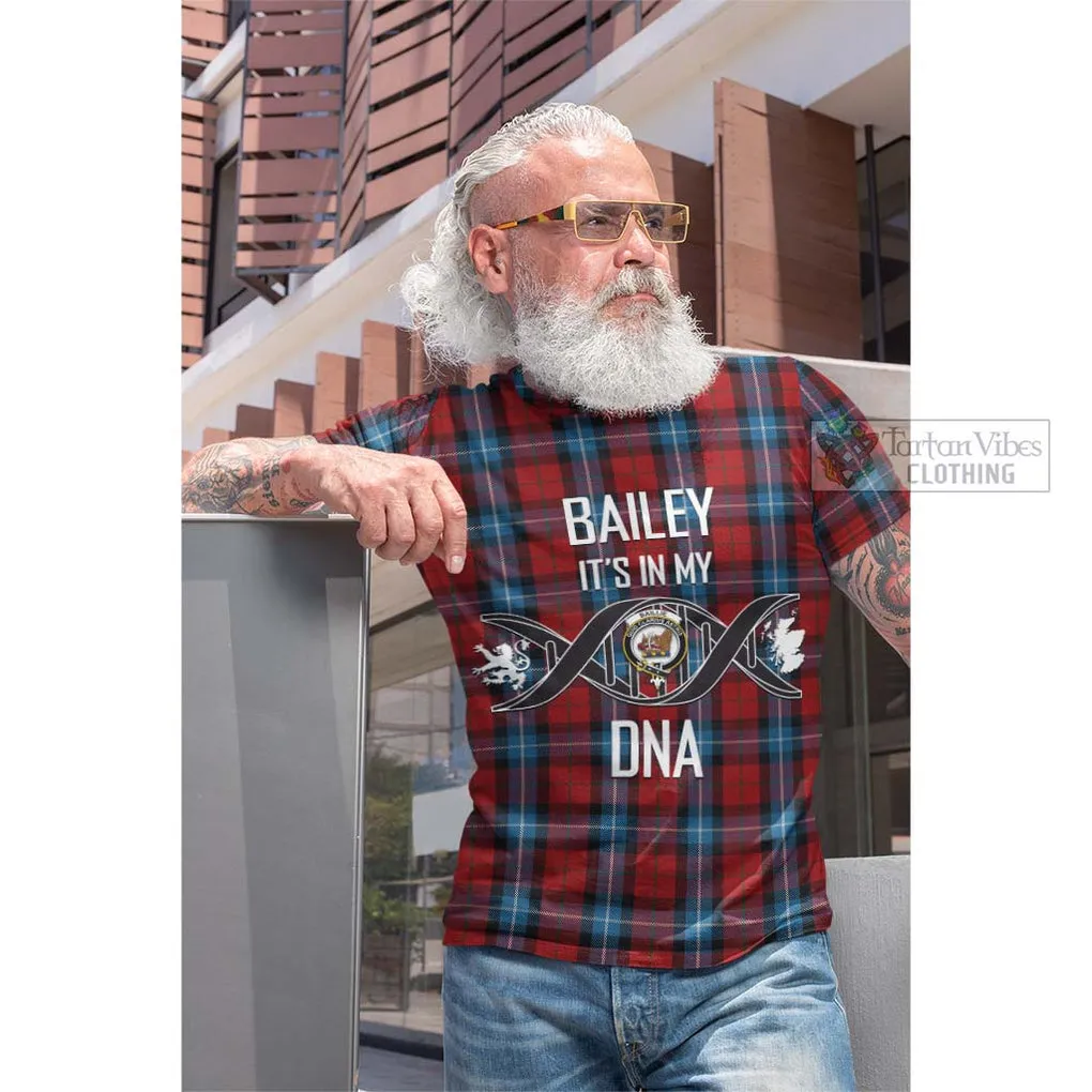 Baillie of Polkemmet Red Tartan Cotton T-shirt with Family Crest DNA In Me Style