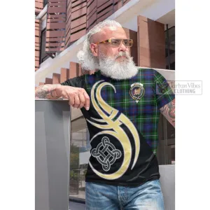 Baillie Tartan Cotton T-shirt with Family Crest and Celtic Symbol Style