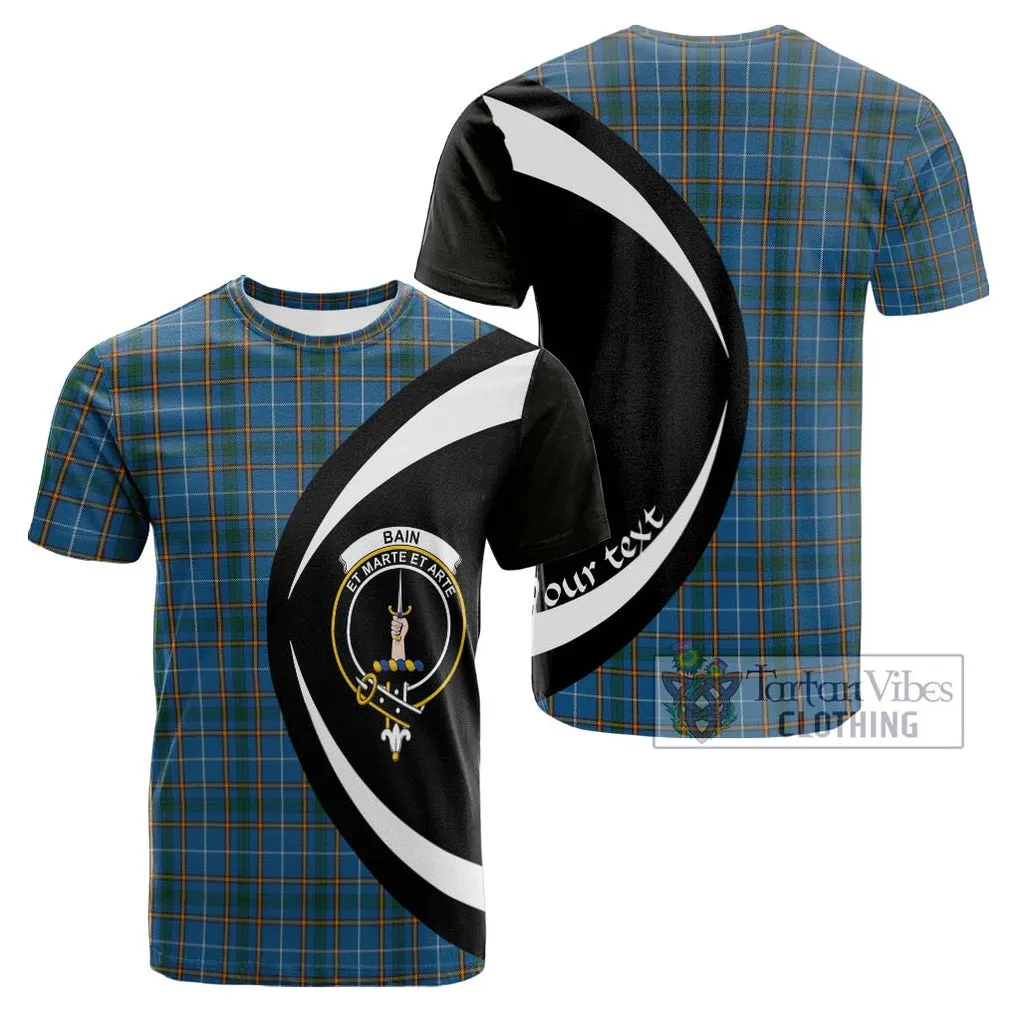 Bain Tartan Cotton T-shirt with Family Crest Circle Style