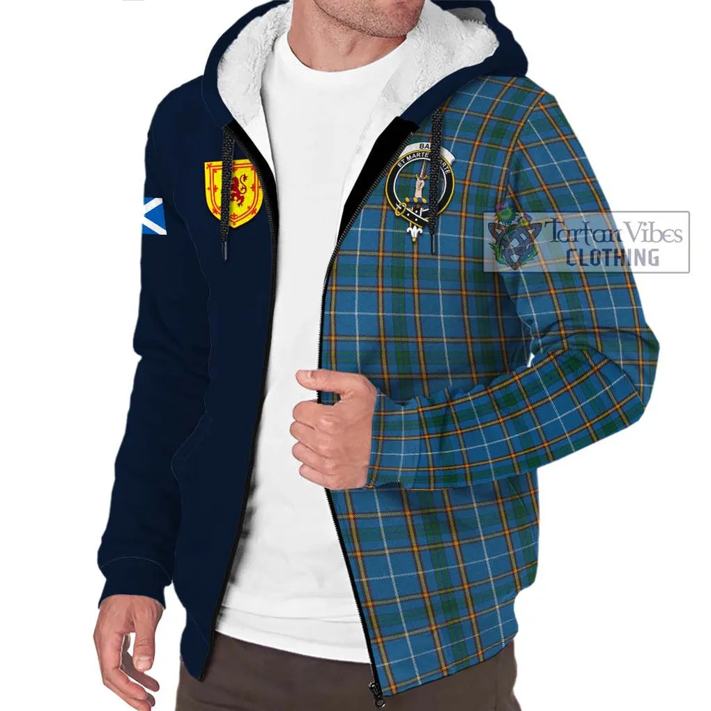 Bain Tartan Sherpa Hoodie Alba with Scottish Lion Royal Arm Half Style