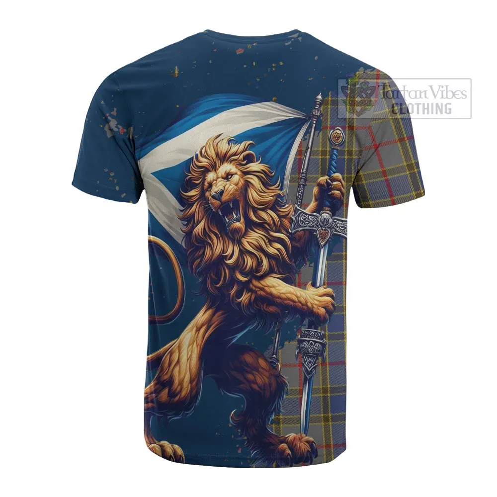 Balfour Tartan Family Crest Cotton T-shirt with Scottish Majestic Lion