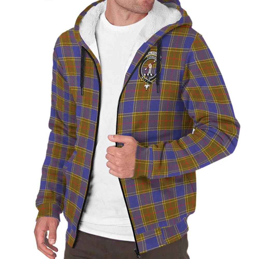 Balfour Tartan Sherpa Hoodie with Family Crest