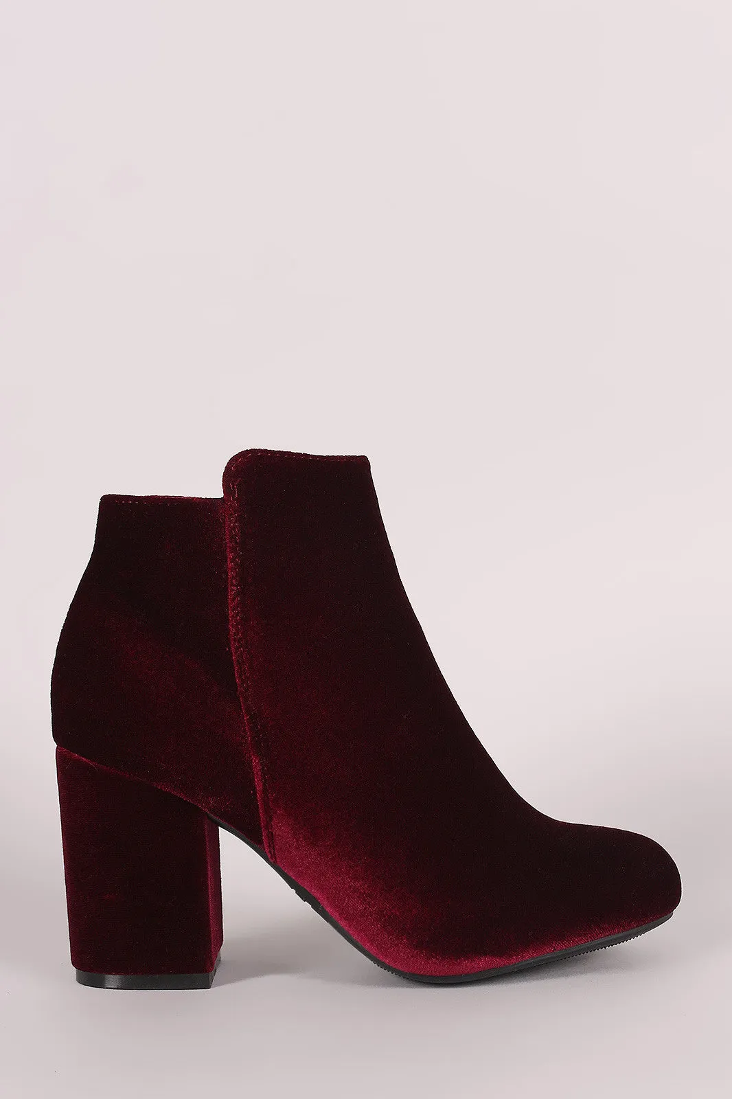 Bamboo Crushed Velvet Chunky Heeled Ankle Boots