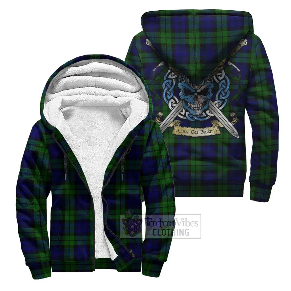 Bannatyne Tartan Sherpa Hoodie with Family Crest Celtic Skull Style