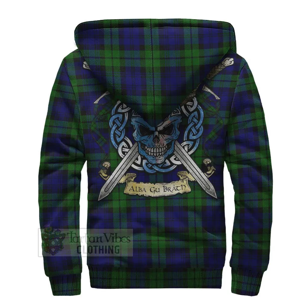 Bannatyne Tartan Sherpa Hoodie with Family Crest Celtic Skull Style