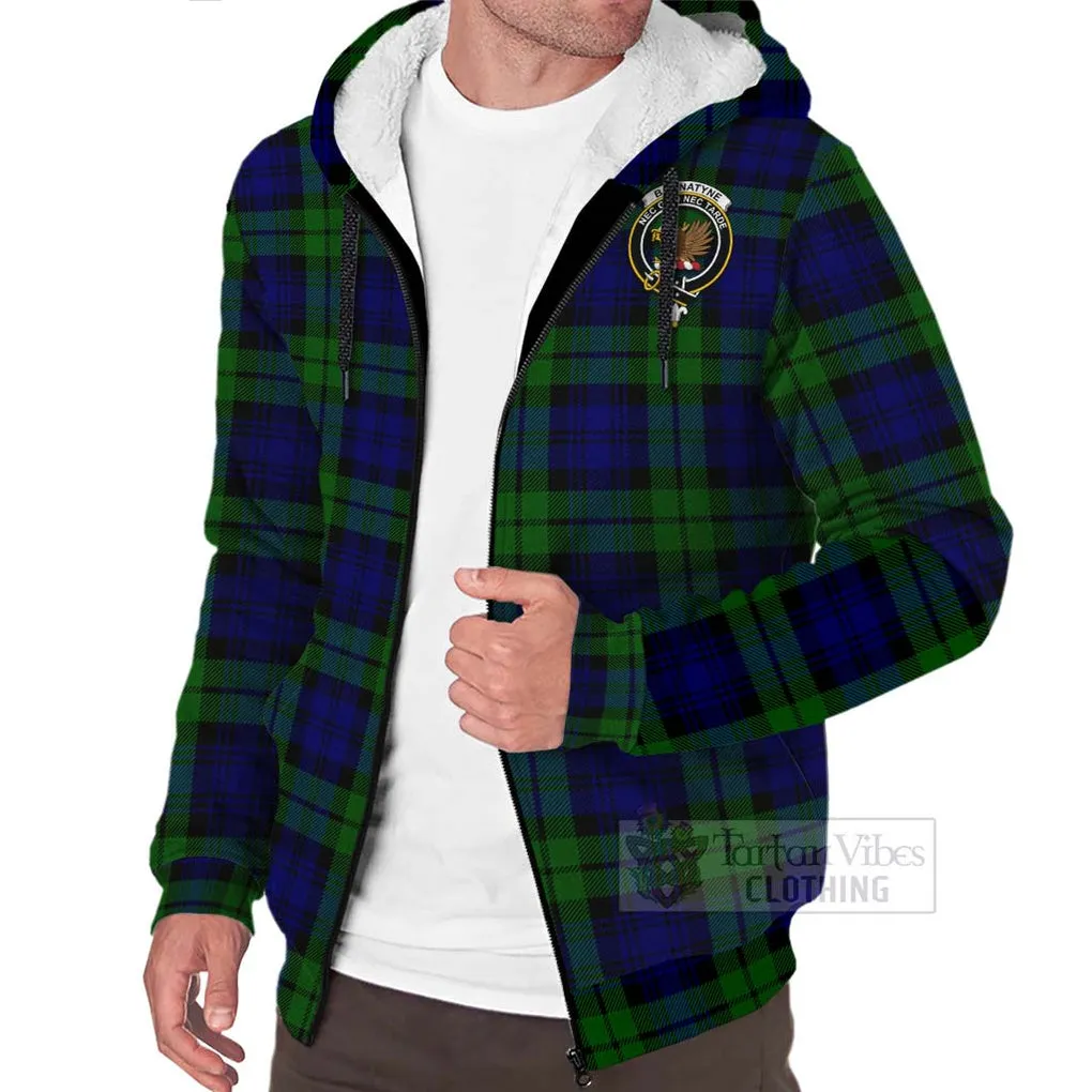 Bannatyne Tartan Sherpa Hoodie with Family Crest Celtic Skull Style