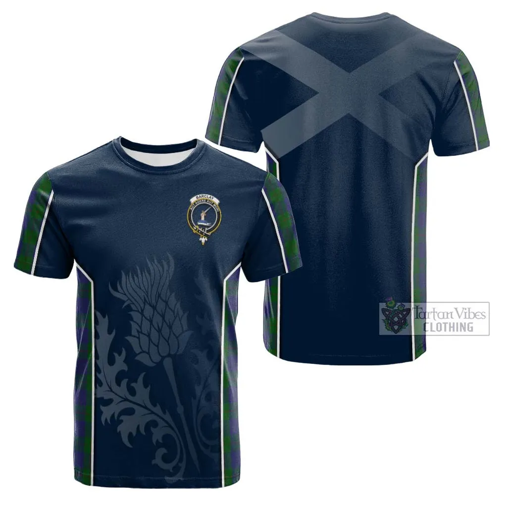 Barclay Tartan Cotton T-shirt with Family Crest and Scottish Thistle Vibes Sport Style