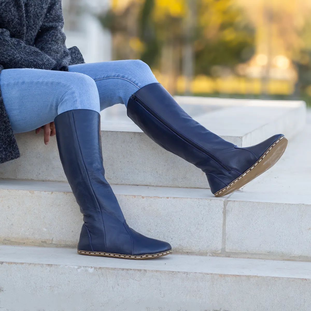 Barefoot Long Boots Navy Blue for Women