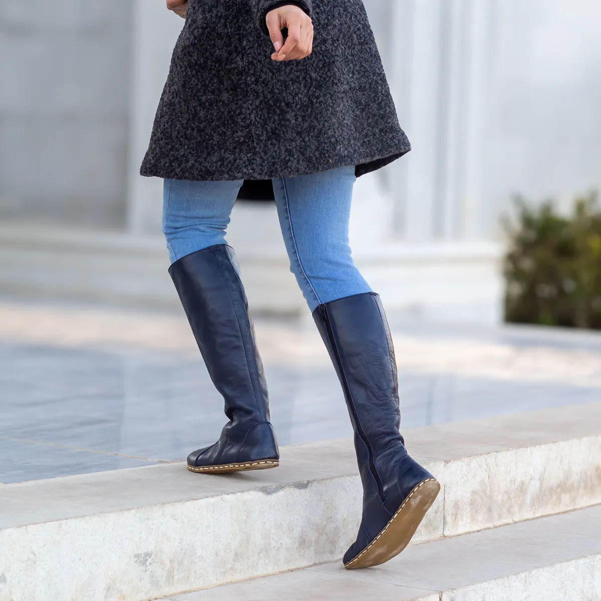 Barefoot Long Boots Navy Blue for Women