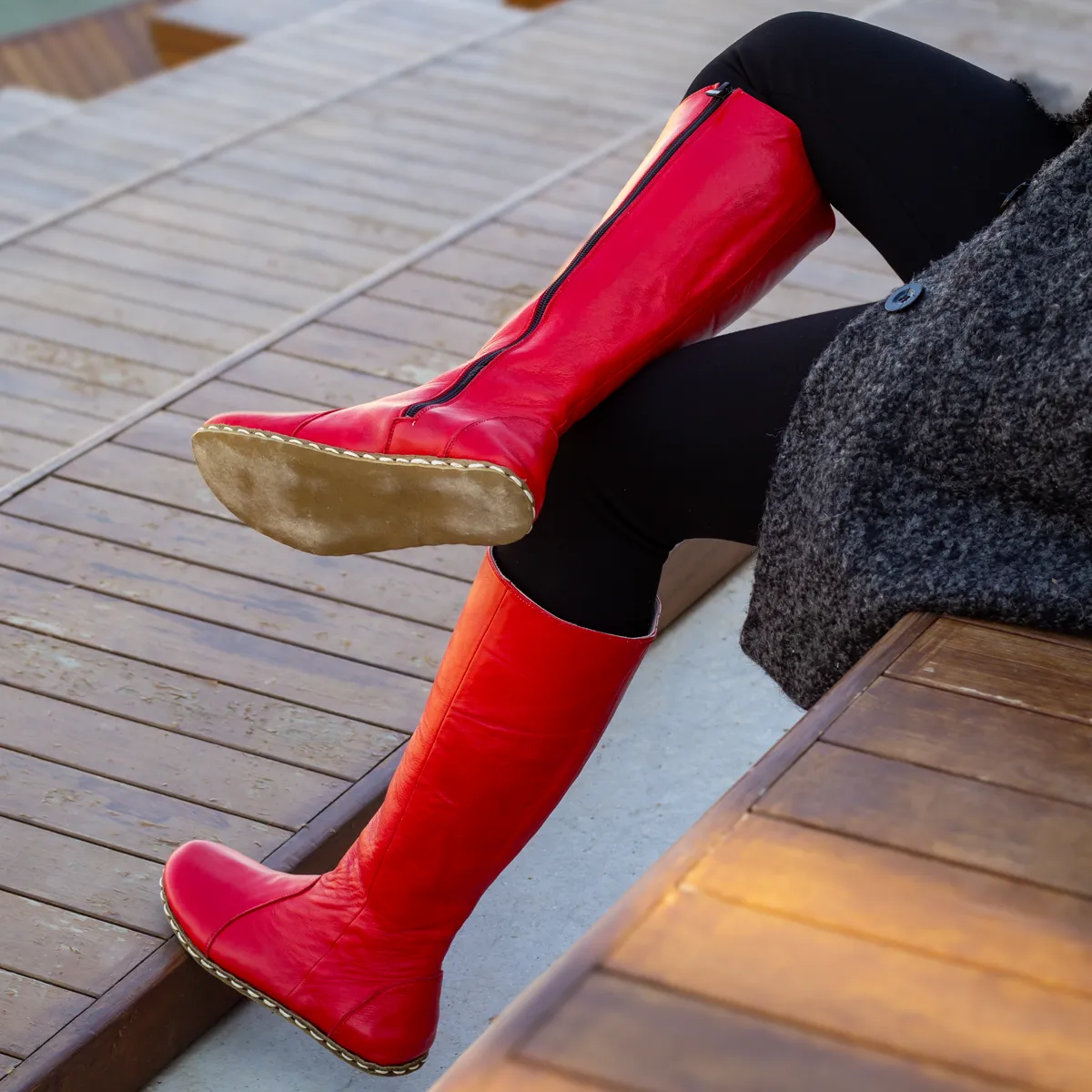 Barefoot Long Boots Red for Women