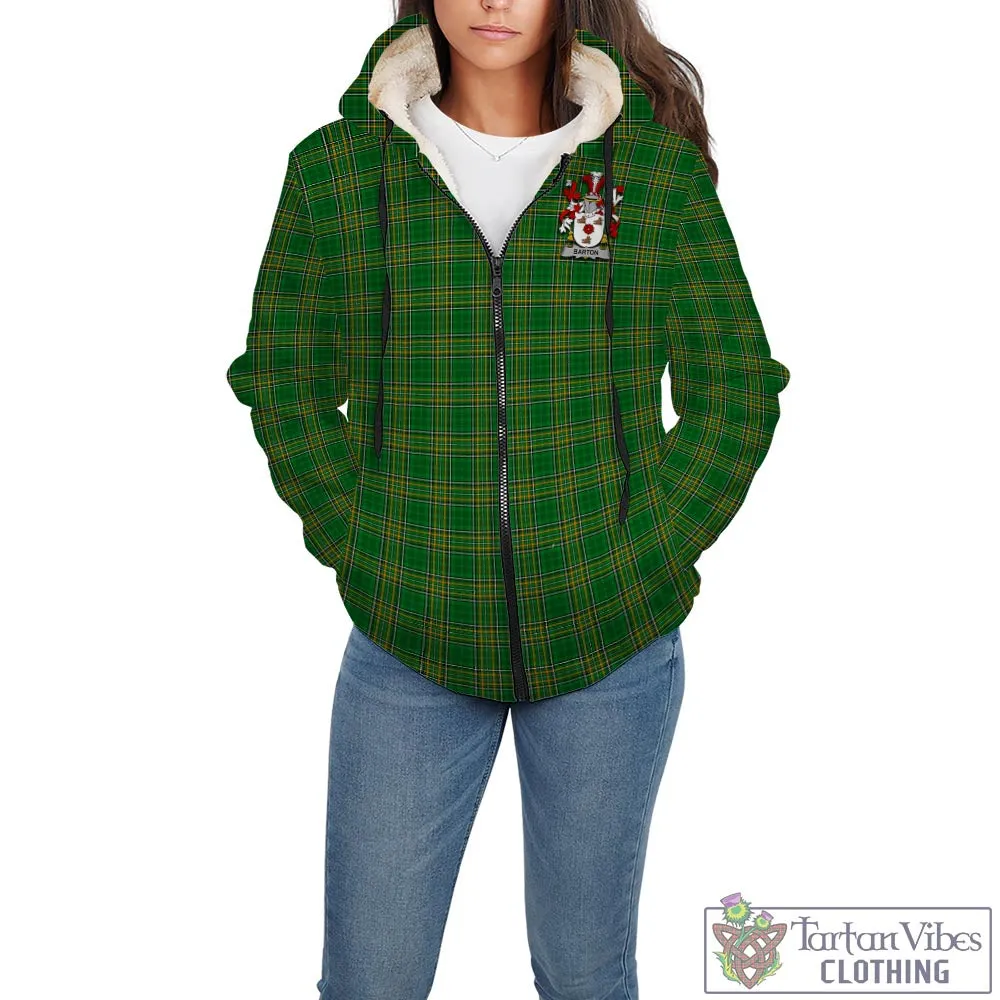 Barton Irish Clan Tartan Sherpa Hoodie with Coat of Arms